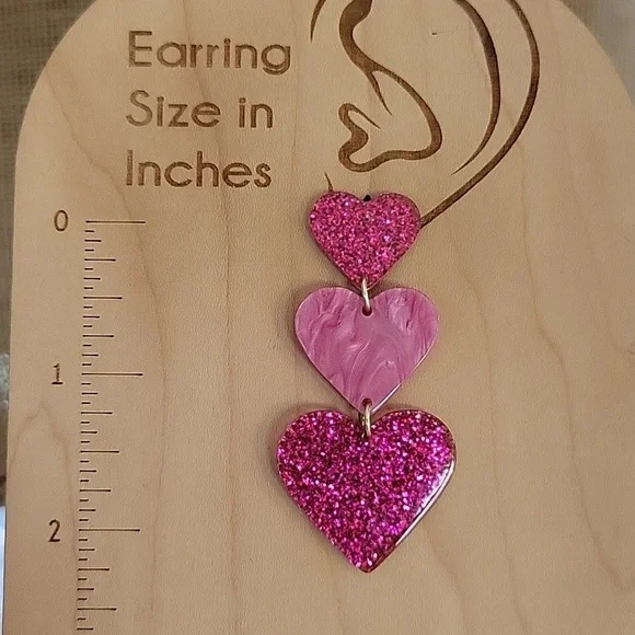 Sparkle Hearts Chain Drop Earrings - Picture 3 of 7